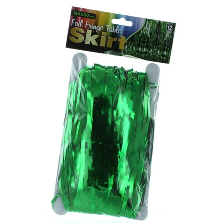 - Green Metallic Foil Fringe Table Skirt 144
