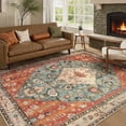 thumbnail image 5 of Wonnitar 8'x10' Area Rug for Living Room Boho Tribal Area Rug for Bed Room Machine Washable Mat Large Indoor No Slip Vintage Carpet for Dining Family Room Foyer Apartment Den,Rust, 5 of 10