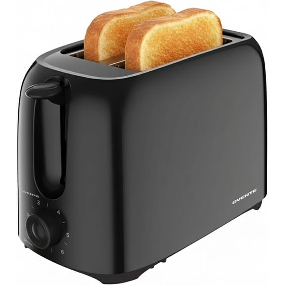 DLYone 2-Slice Toaster, 6-Shade Browning, Compact, Removable Crumb Tray, 700W, Black - Perfect for Bread, Bagels, Waffles