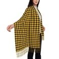 thumbnail image 4 of Cauagu Retro Yellow and Black Houndstooth Print Women Wrap Shawl tassels Scarves Retro Scarf 77.6"X28.3", 4 of 8