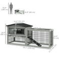 thumbnail image 3 of PawHut Wooden Rabbit Hutch w/ Ramp Openable Roof Pull-out Tray, Light Grey, 3 of 10