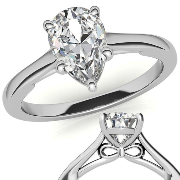 Auory Solitaire Prong Setting Ring for Women in White Gold Plated