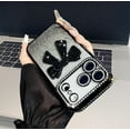 thumbnail image 5 of for iPhone 16 Bling Glitter Cute Bow Case,Sparkle Diamond Slim Plating Luxury Crystal Rhinestone Phone Cover for Women Girls Protective Camera Protection Bumper,Black, 5 of 8