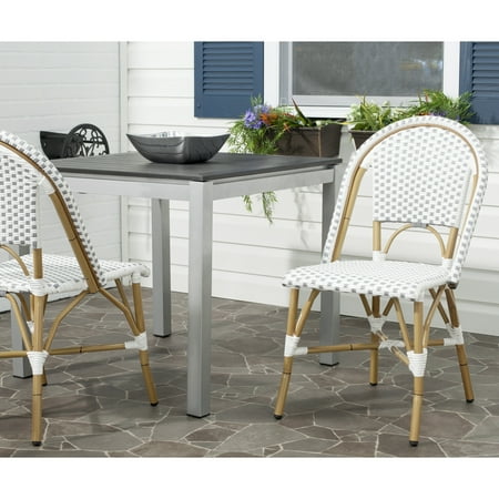Safavieh  Dining Rural Woven Salcha Grey/ White Indoor/ Outdoor Stackable Side Chair (Set of 2) -