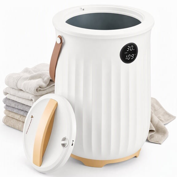 JIOABL 20L Towel Warmer, with Handle & Aroma Disc Holder, Holds Two 40“x70” Oversized Towels, Suitable for Robes, Blankets & Pajamas, White