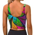 thumbnail image 4 of Picia Multicolored Beautiful Flower Sports Bra for Women,Padded Strappy Sports Bras Medium Support Yoga Bra with Removable Cups,Running Yoga Bra-Large, 4 of 9