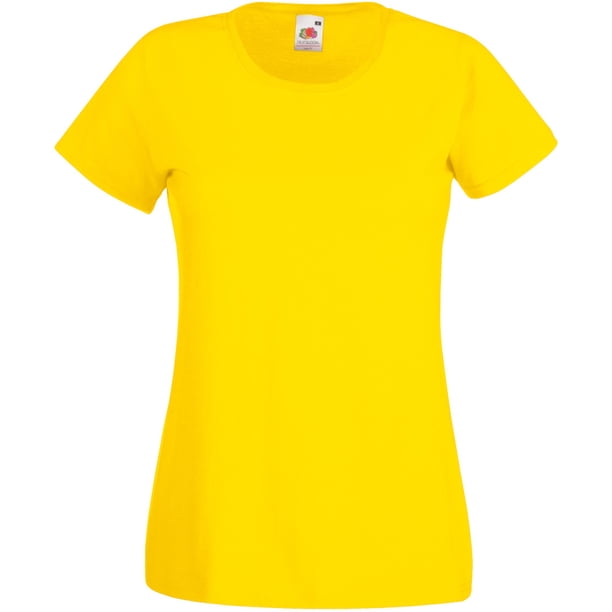 Camiseta casual de manga corta para mujer (Amarillo Brillante)