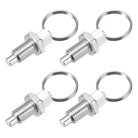 4 Pcs Spring Plunger with Pull Ring,M10x1.5 Pull Ring Indexing Plunger Retractable Spring Manual Plungers for Industrial,4 pcs * spring pin,As Shown