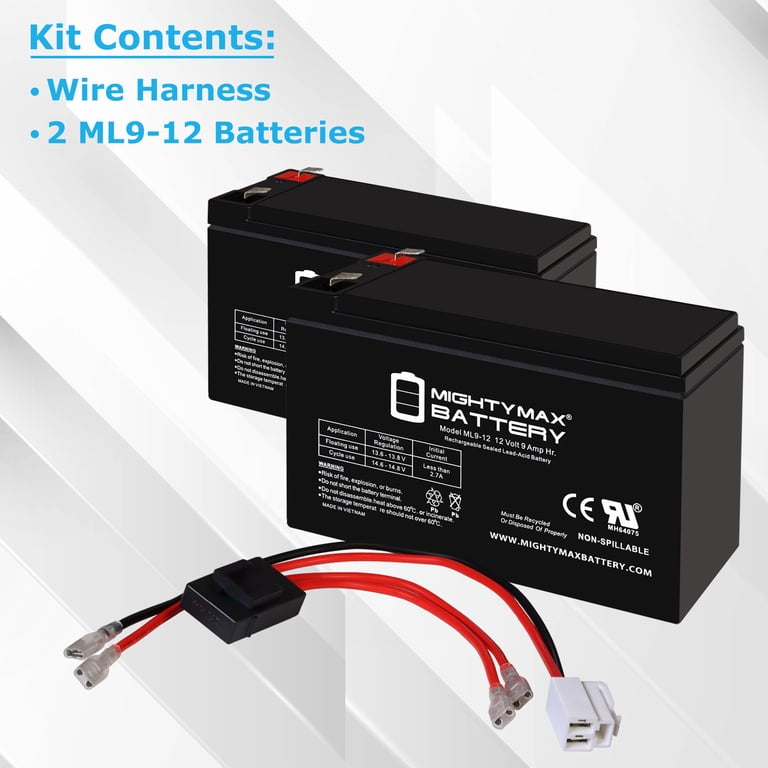 Mighty Max 12V 5Ah F2 SLA Replacement Battery 2-Pack For Neptune Razor Crazy Cart 1-5