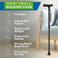 thumbnail image 3 of Bastón HoneyBull | Bastones de una sola punta para hombres y mujeres, plegables, ajustables, resistentes hasta 113 kg, bastones para personas mayores (negro), 3 of 5