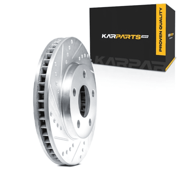 KarParts360 Brake Rotor | Cast Iron | Silver Rotor | Dimpled And Slotted