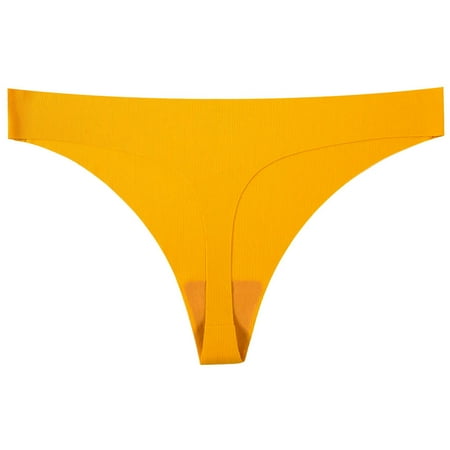 Discount Bonanza  Womens Seamless Underwear  Low Waist  Plus Size  Solid Color  Comfortable Fit  Daily Wear  Breathable Material  Stylish  All-Day Comfort  Plus Size Pants for Curvy Women | Yellow M