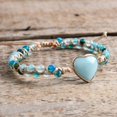thumbnail image 3 of GHSDFBB Boho Handmade Natural Stone Bead 3 Row Wide Wrap Wrist Statment Bracelet Jewelry Collection, 3 of 6