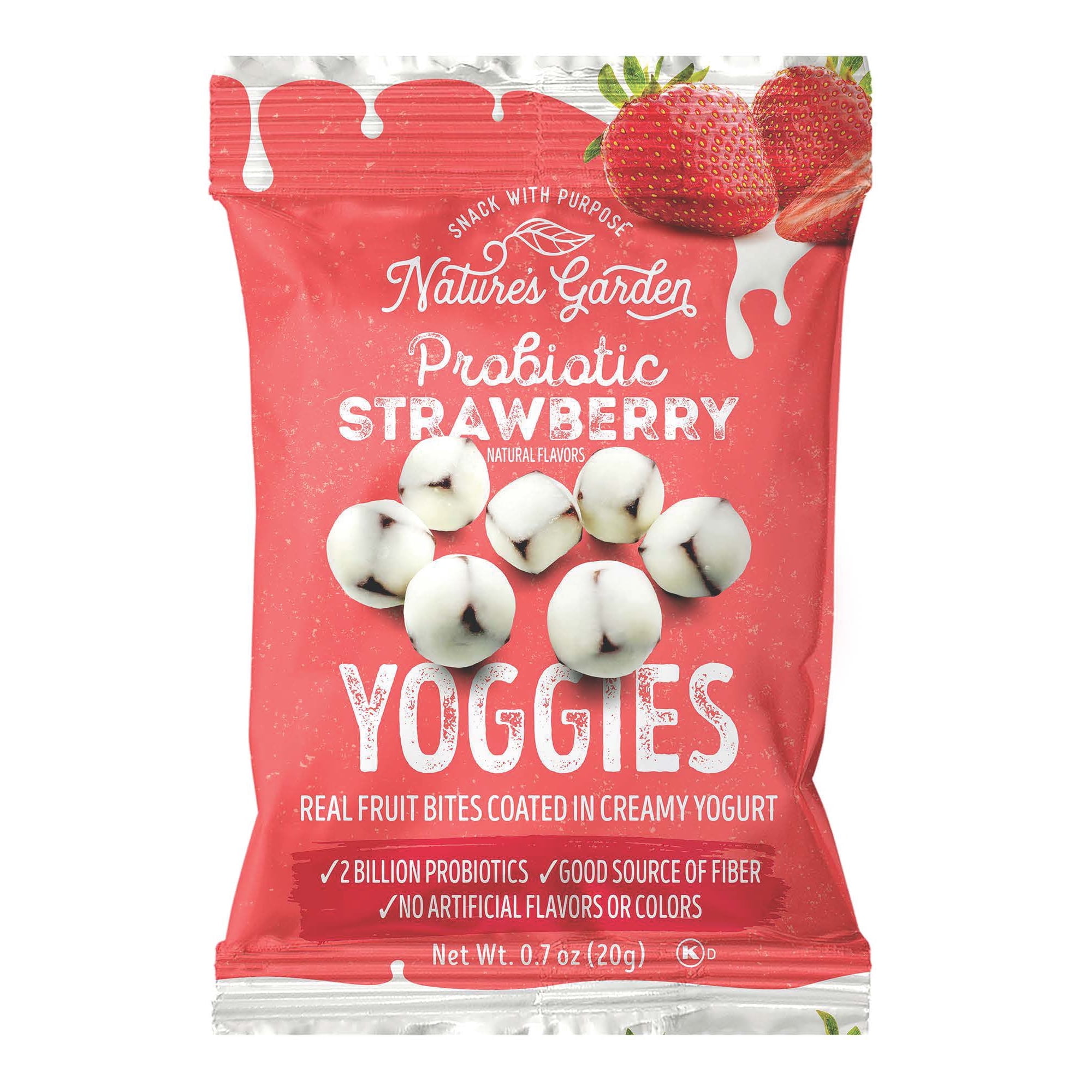 Nature's Garden, Probiotic Strawberry Yoggies, Gluten- Free, Non-GMO, Soft Chew, Fruit Snacks, 0.7 oz, 10 Count (2 pack)