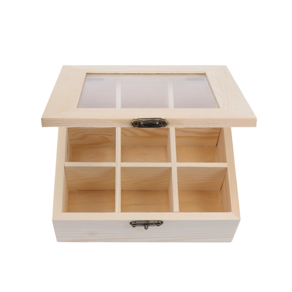 Coffee Storage Box Organizer Wooden Tea Box 9-Compartment Display Case Bag Chest 