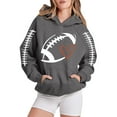 thumbnail image 3 of VBARHMQRT Chandails de Football pour Femmes Chandail Décontracté pour Femmes Chandails à Capuche Tendance Imprimé Graphique Cordon de Serrage chandail à Capuche Confortable Hauts Automne Ample Blouse à Manches Longues avec Poche, 3 of 4