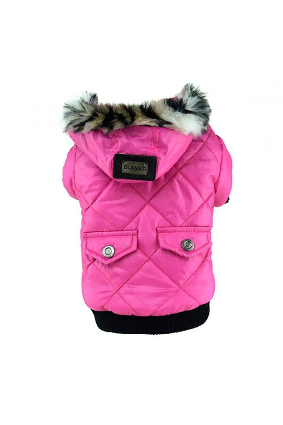 Cute Warm Coats Dog Clothing For Pet Faux Pockets Fur Trimmed Dog Puppy Hoodie Pets Jacket Costume