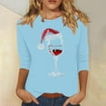 thumbnail image 2 of RKSTN Chandail pour Femmes à la Mode Imprimé Décontracté Col Rond Chandail à Enfiler Haut à Manches 3/4 Chandail de Noël, 2 of 4