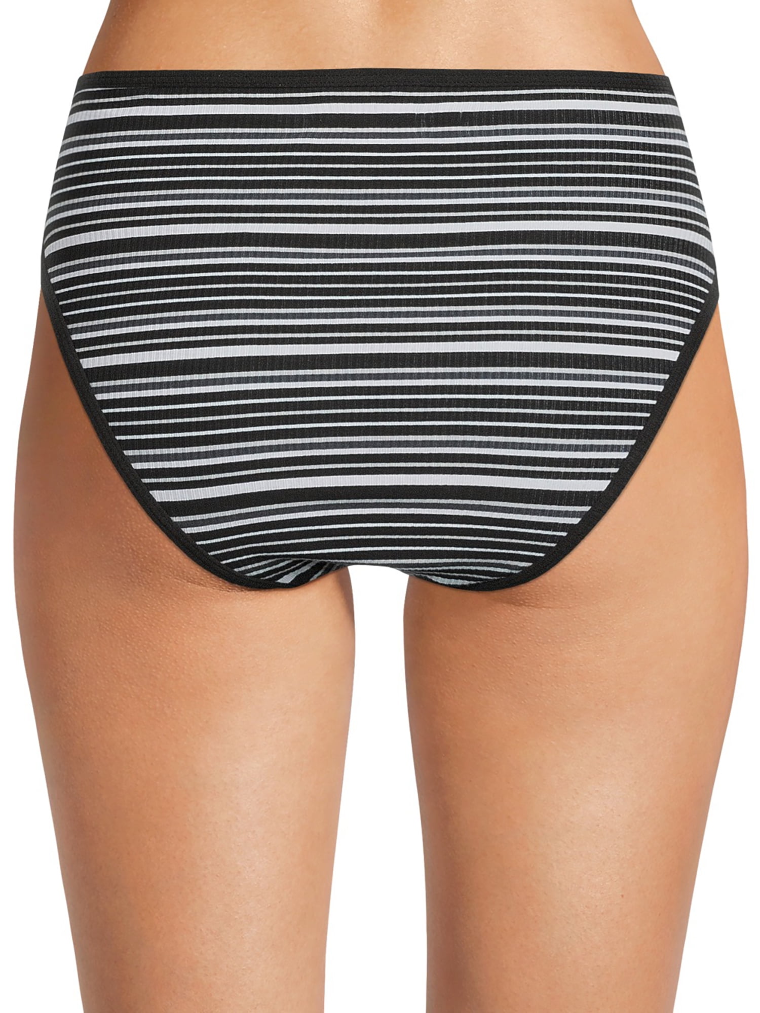 No Boundaries Women's Ribbed Cotton Hi Cut Bikini 3-Pack, Sizes XS to XXL