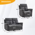 thumbnail image 3 of Bonzy Home Manual Reclining Sofa Set with Adjustable Backrest, Living Room Recliner Sofa for Adult with Single Recliner Chair & Loveseat, Couch Recliners for Living Room Furniture, Dark Gray, 3 of 7