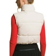 thumbnail image 3 of Love Tree Women's Juniors Cropped Faux Leather Puffer Vest  (Ivory, Large), 3 of 3
