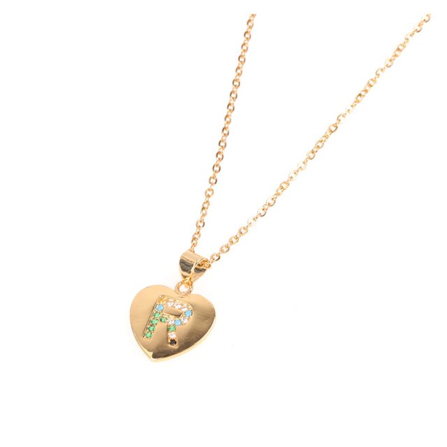 Xihbxyly Collar de Acero Inoxidable con Letras En Forma de Corazón de Melocotón y 26 Letras para Clavícula.
