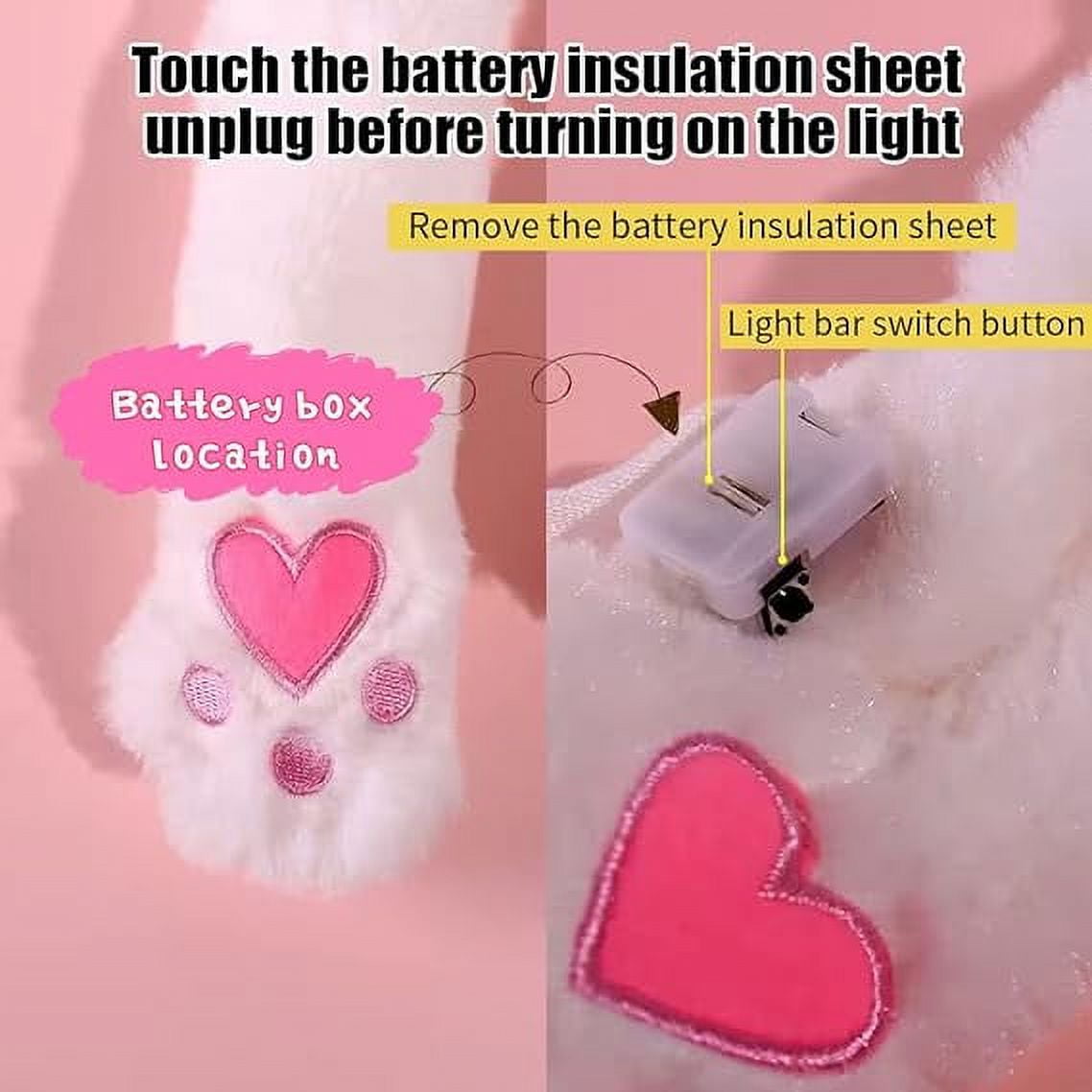 YEKEYI LED Kaninchen Hut – Mit Beweglichen Ohren, Bunten Lichtern, Plüsch, Für Cosplay & Party