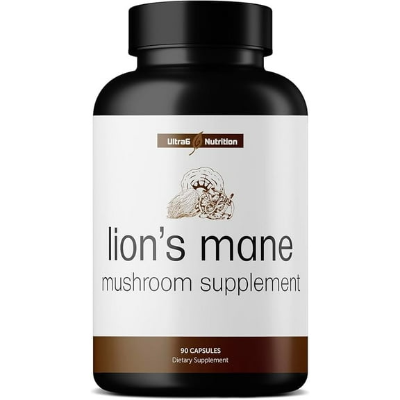 Ultra6 Nutrition Organic Lions Mane Capsules - Lions Mane Supplement with Reishi, and Cordyceps - Immune Health & Cognitive Supplement for Adults (90 Veggie Capsules)