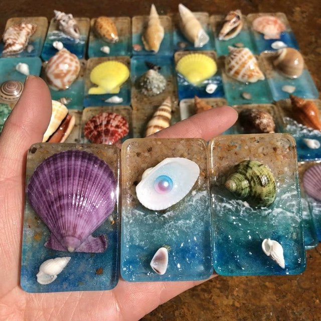 Pegatinas para refrigerador con conchas naturales, manualidades para el hogar, decoraciones, estilo, turismo, vacaciones, regalos creativos, recuerdos. Un colgante.
