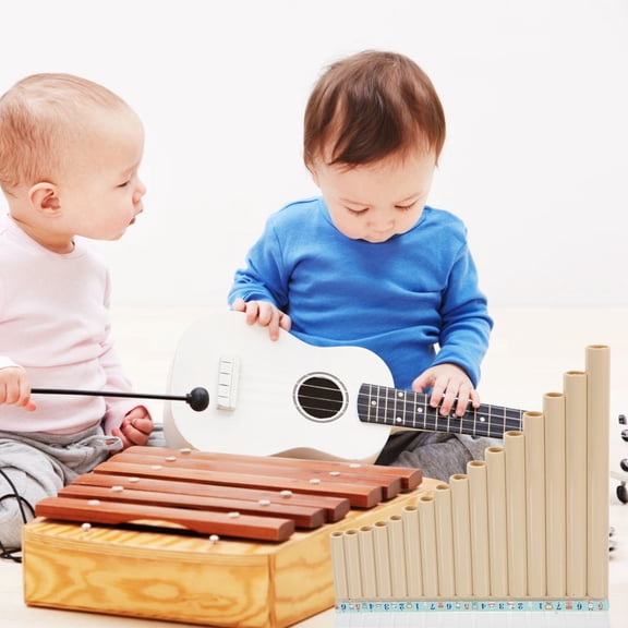 OUNONA Portable White Pan Flute in C Key for Beginners - and Safe Musical Instrument