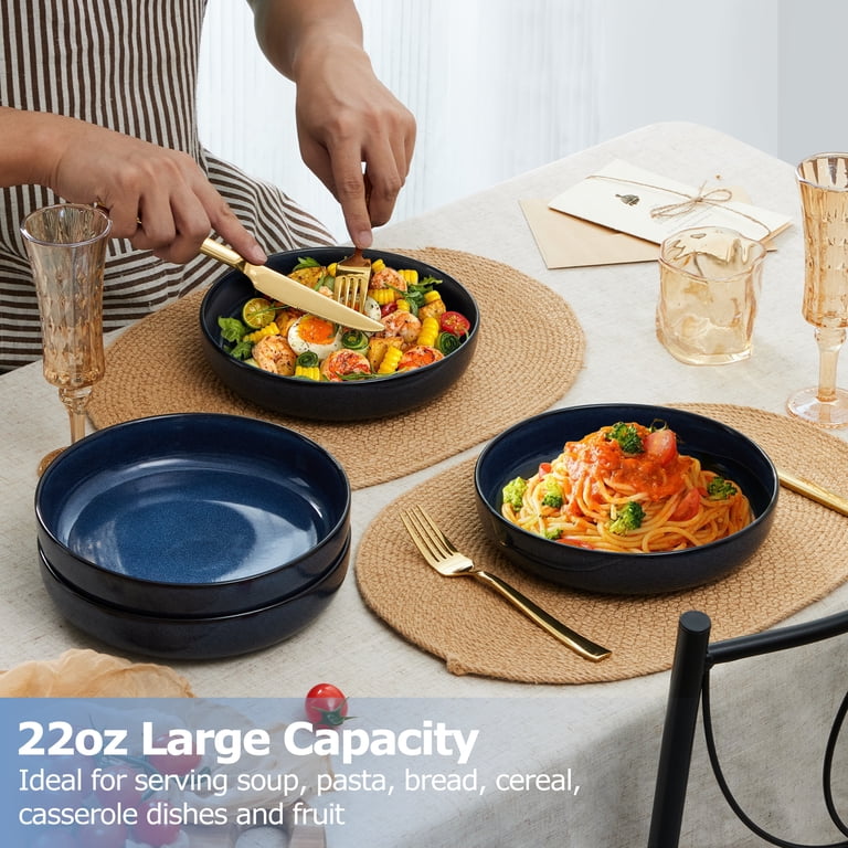 Vesteel Pasta Bowl Set of 4, 22oz Stoneware Salad Pasta Serving
