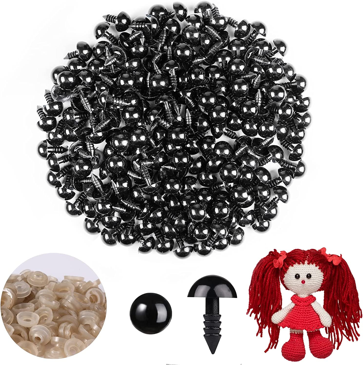200Pcs 10mm Safety Eyes for Crochet Plastic Black Safety Eyes for