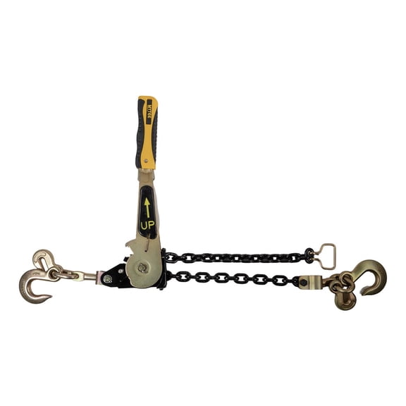 Easy Ratchet Chain Load Binder with 5/16" Grab & 3/8" Slip Hook, 5400 lbs WLL Easy Ratcheting Chain Binder for Heavy Machinery, Vehicles, or Bulky Cargo