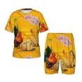 thumbnail image 1 of Wukai The Chicken Family Ensemble de Pyjama Imprimé Manches Courtes et Sommeil pour Enfants, 2 Pcs-TG, 1 of 6