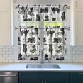 thumbnail image 2 of Farmhouse Cat Print Kitchen Curtains - Vintage Watercolor Cat Illustration 3 PC Set, 2 of 5
