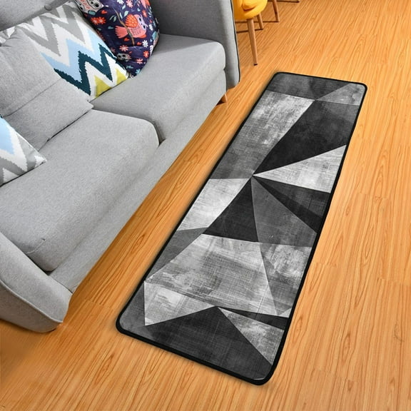 Modern Geometric Sketch Art Hallway Runner Rug 2' X 6' Area Rug Non-Slip Entryway Carpet Soft Washable Door Mat Kitchen Bedroom Living Room
