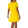 thumbnail image 7 of Wycnly Womens Dresses Casual Lantern Sleeve Pocket Swing Short Tunic Tshirt Dresses Short Sleeve V-Neck Solid Mini Summer Dress Yellow M Clearance Clothes, 7 of 7