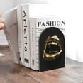 thumbnail image 6 of Susaid Golden Lips Modern Sculpture Print Wooden Bookends Decorative Book Ends for Shelves Heavy Books Holder Organizer Non-Slip Desk Book End for Kids Room Office School 1 Pairs, 6 of 8