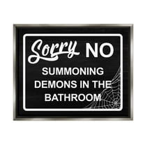 Stupell Industries No Summoning Demons Phrase Graphic Art Luster Gray Floating Framed Canvas Print Wall Art, Design by Lil' Rue
