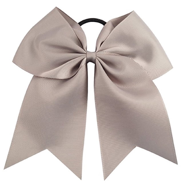 Cheer Bows Softbol de porristas gris - Regalos para niñas y mujeres Lazo de equipo con soporte para cola de caballo Complete su traje de animadora Uniforme Lazos para el cabello fuertes Bandas elástic