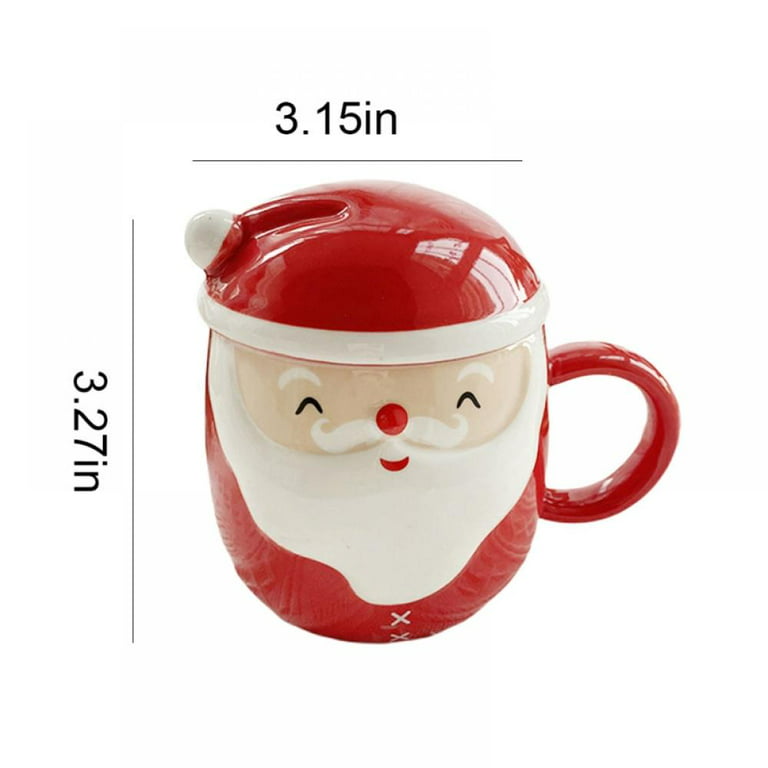 Christmas Santa Mug,Creative Lovely Cartoon Expression Ceramics Mug Cups  with Lid,for Breakfast Milk Oat Coffee Tea Cute Water Bottle,Random Model