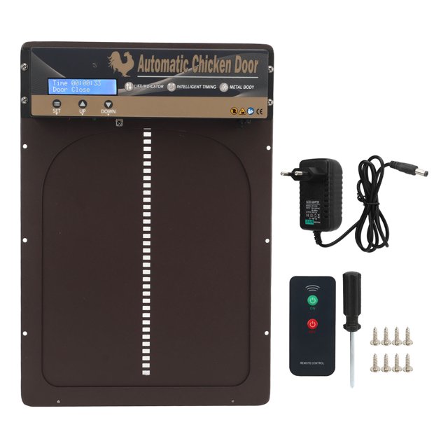Abridor automático de puerta de gallinero 3 en 1, temporizador con detección de luz, control remoto, puerta eléctrica para gallinero para cría segura de pollos, enchufe de 100-240V UE