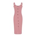 thumbnail image 5 of Women's Sleeveless Straps Bodycon Maxi Dresses Casual Button Down Slim Fit Long Dresses Simple Comfy Dress, 5 of 5