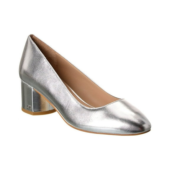 Stuart Weitzman Bridget 50 Block Leather Pump, 6.5, Silver