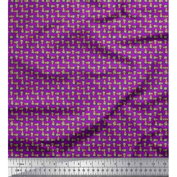 Soimoi Japan Crepe Satin Fabric Witch Face Halloween Print Fabric by The Yard 42 Inch Wide