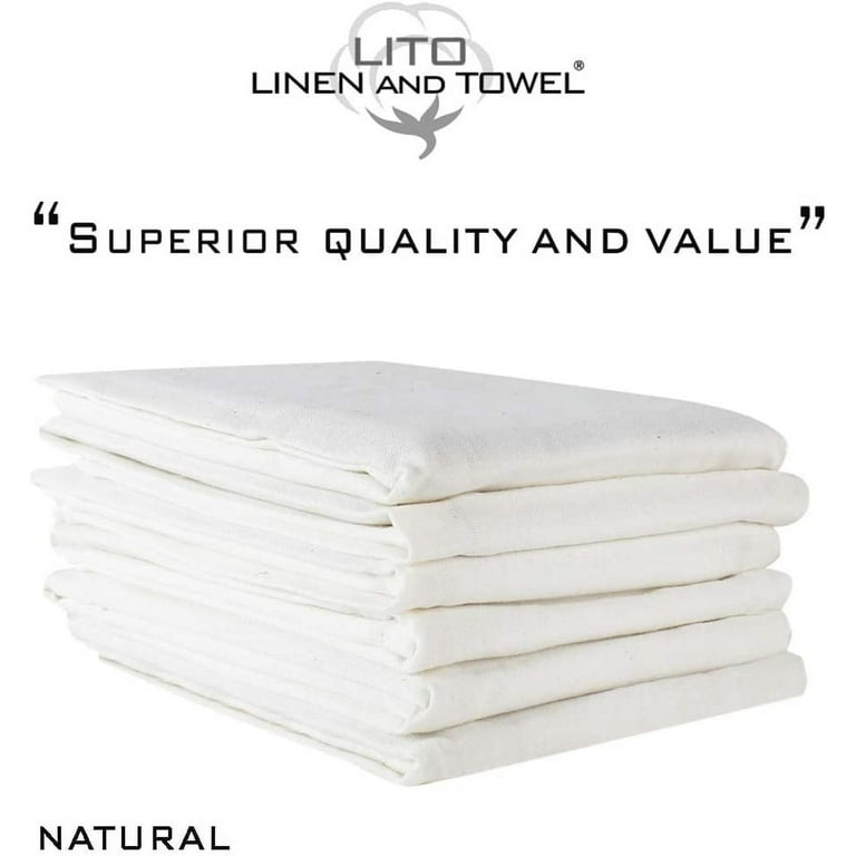 LinenandTowel Dish Towels, 6-Pack 130 Thread Count Ring Spun Cotton Vintage  Plain, Large 18 x 28, Kitchen Dish Towels Natural, Kitchen Towel, Hand