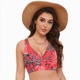 thumbnail image 3 of HCNTES Push Up Bikini Top for Women U Wired Wide Straps Swimsuit Tops Scoop Neck Padded Lace Up Back Bathing Suit Top Only(XL,a68-Red), 3 of 9