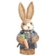 thumbnail image 5 of Estatuilla de Conejito Tejido de Paja Conejo de Pascua con Muñeca de Zanahoria gris, 5 of 9