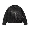thumbnail image 5 of RAOENJADO Mens Racer Jacket PU Faux Leather Bomber Varsity Coat Casual Vintage Biker Streetwear, 5 of 8