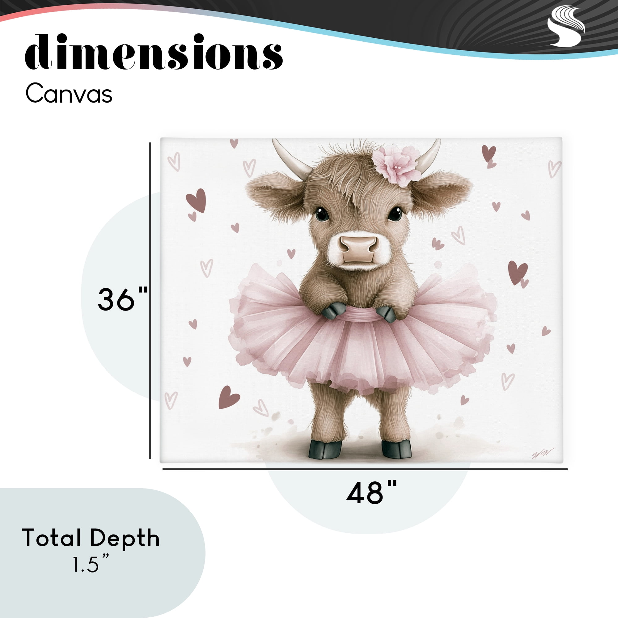 Stupell Industries Baby Calf with Tutu Canvas Wall Art, design by Whimsical Wonders
